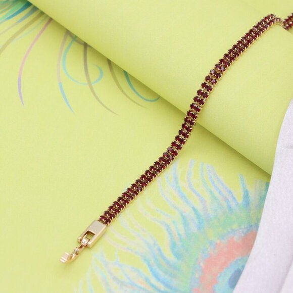 Rose Gold Bracelet with Red Stones, XPBL0683 - Picture 6 of 12